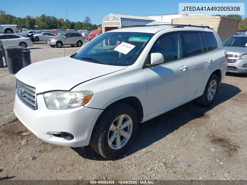 2009 Toyota Highlander VIN: JTEDA41A492005308 Lot: 40692439