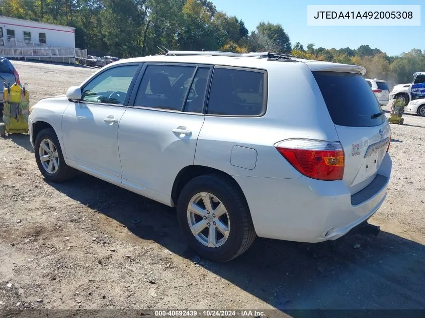 2009 Toyota Highlander VIN: JTEDA41A492005308 Lot: 40692439