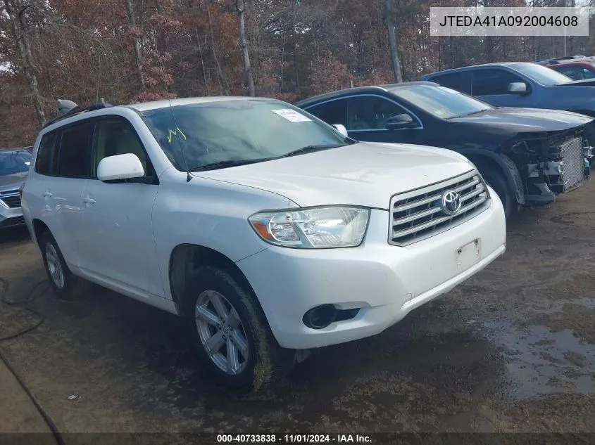 2009 Toyota Highlander VIN: JTEDA41A092004608 Lot: 40733838