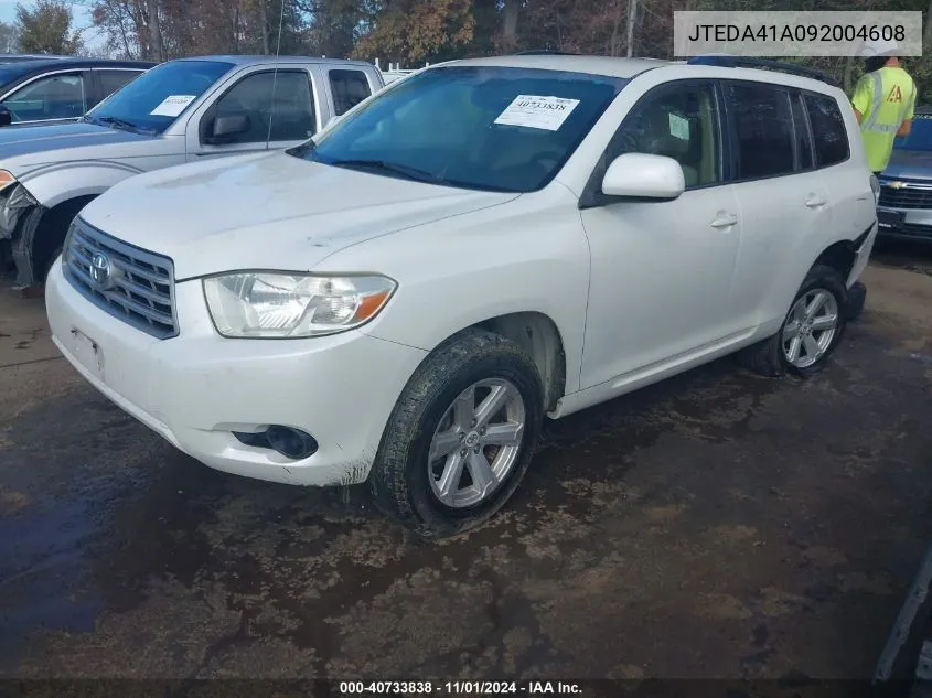 2009 Toyota Highlander VIN: JTEDA41A092004608 Lot: 40733838