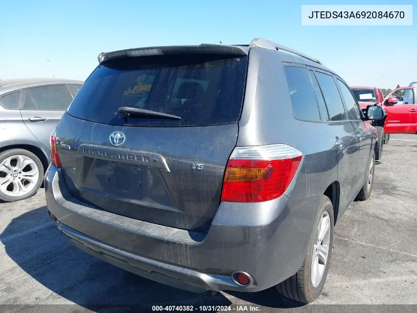 2009 Toyota Highlander Sport VIN: JTEDS43A692084670 Lot: 40740382