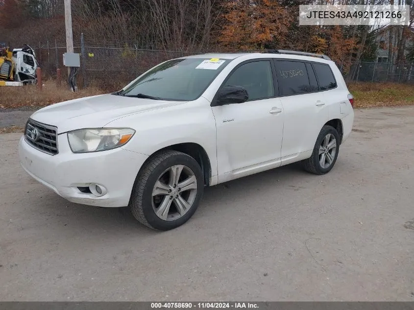 2009 Toyota Highlander Sport VIN: JTEES43A492121266 Lot: 40758690