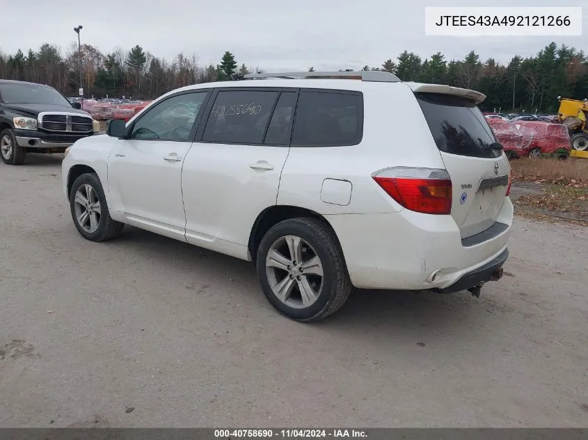 2009 Toyota Highlander Sport VIN: JTEES43A492121266 Lot: 40758690