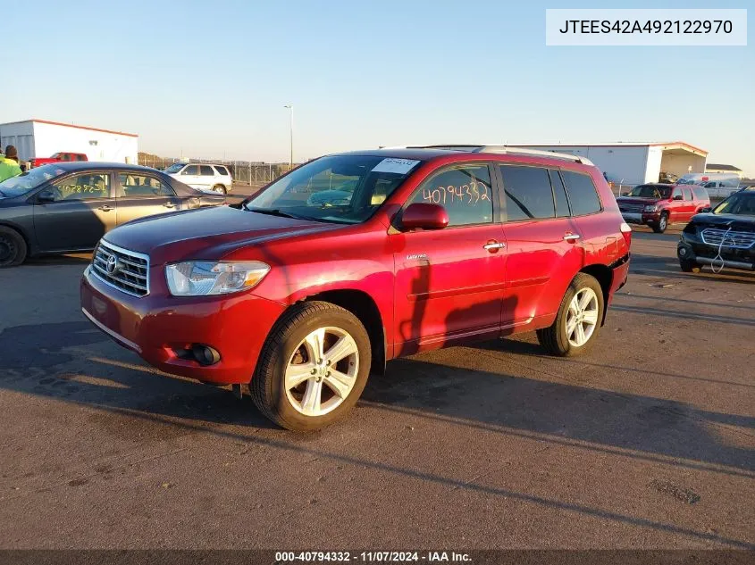 2009 Toyota Highlander Limited VIN: JTEES42A492122970 Lot: 40794332