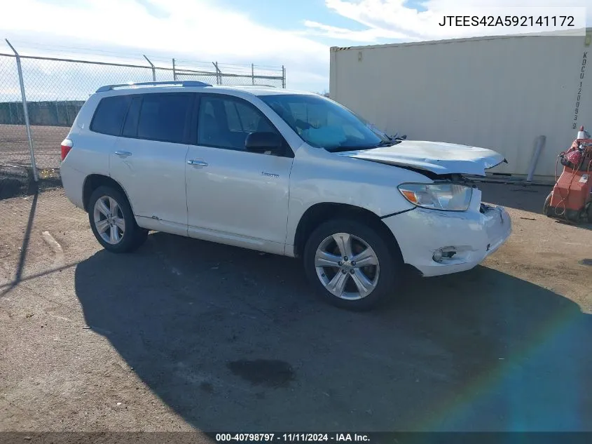 2009 Toyota Highlander Limited VIN: JTEES42A592141172 Lot: 40798797