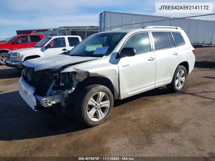 2009 Toyota Highlander Limited VIN: JTEES42A592141172 Lot: 40798797