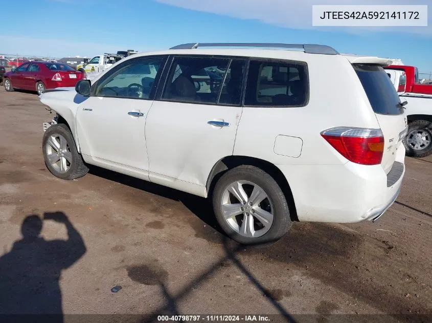 2009 Toyota Highlander Limited VIN: JTEES42A592141172 Lot: 40798797