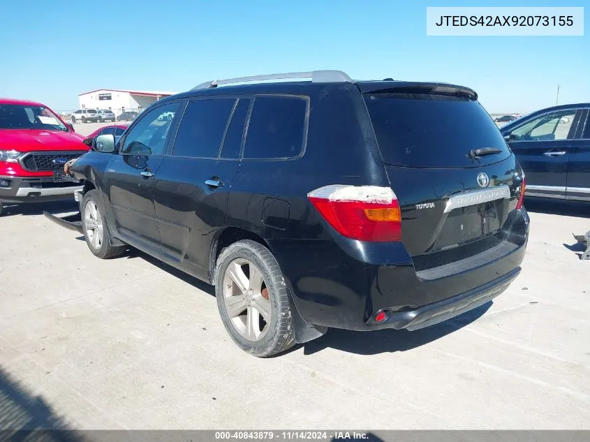 2009 Toyota Highlander Limited VIN: JTEDS42AX92073155 Lot: 40843879