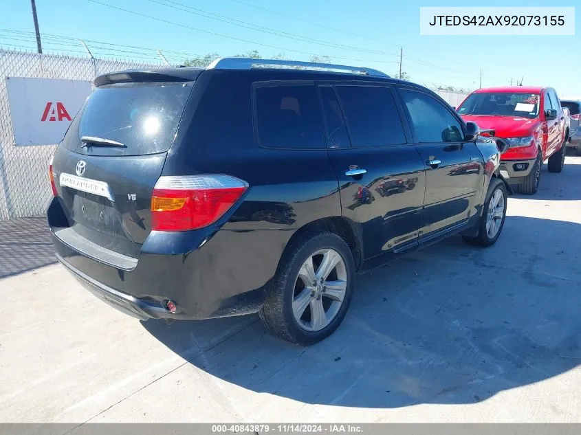 2009 Toyota Highlander Limited VIN: JTEDS42AX92073155 Lot: 40843879