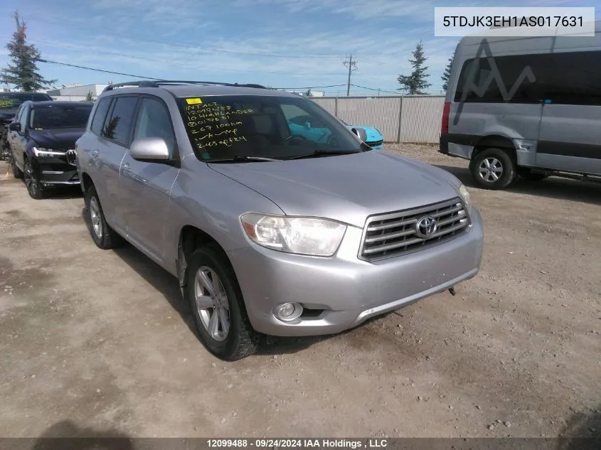 2010 Toyota Highlander Se VIN: 5TDJK3EH1AS017631 Lot: 12099488