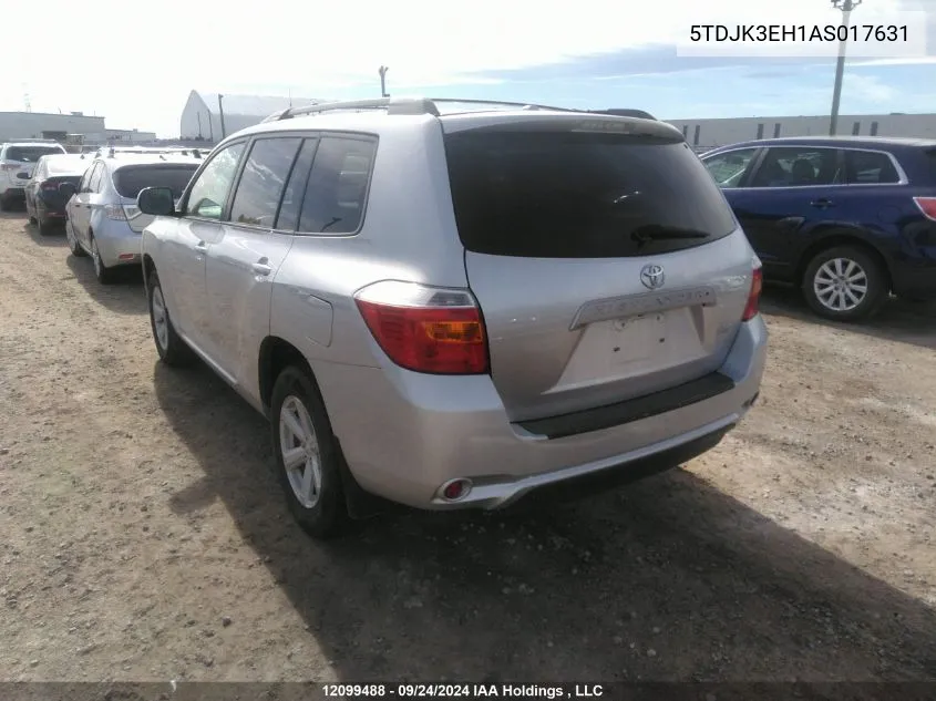 2010 Toyota Highlander Se VIN: 5TDJK3EH1AS017631 Lot: 12099488