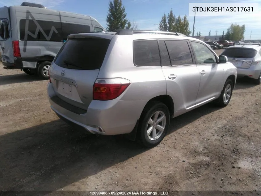 2010 Toyota Highlander Se VIN: 5TDJK3EH1AS017631 Lot: 12099488