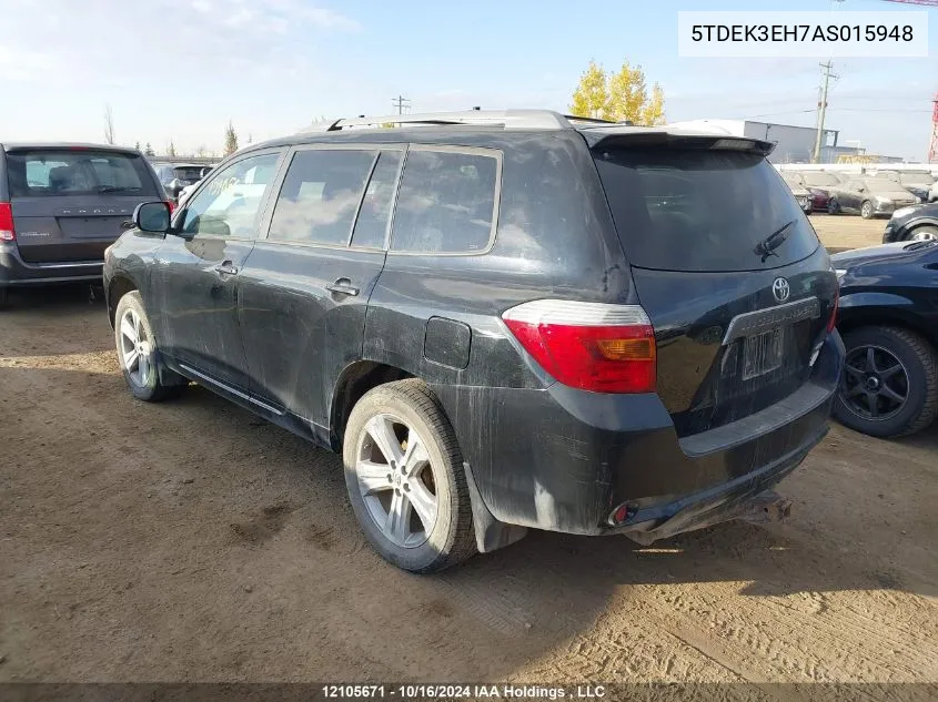 2010 Toyota Highlander Sport VIN: 5TDEK3EH7AS015948 Lot: 12105671