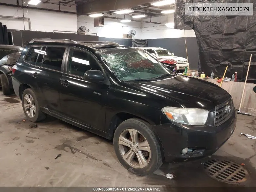 2010 Toyota Highlander Sport V6 VIN: 5TDEK3EHXAS003079 Lot: 38580394