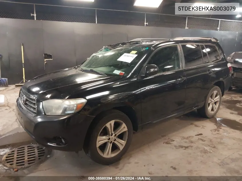 2010 Toyota Highlander Sport V6 VIN: 5TDEK3EHXAS003079 Lot: 38580394