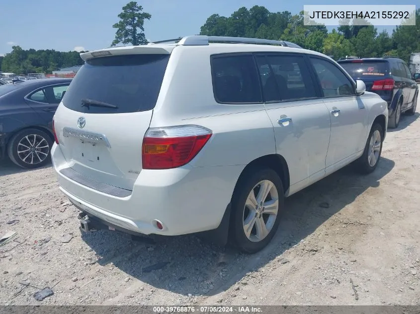 JTEDK3EH4A2155292 2010 Toyota Highlander Limited V6