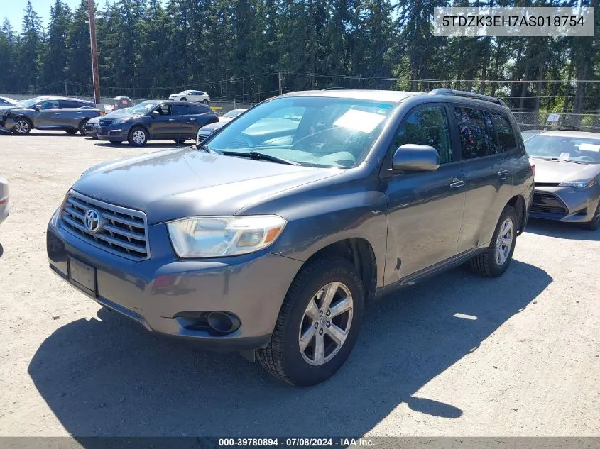 2010 Toyota Highlander Base V6 VIN: 5TDZK3EH7AS018754 Lot: 39780894