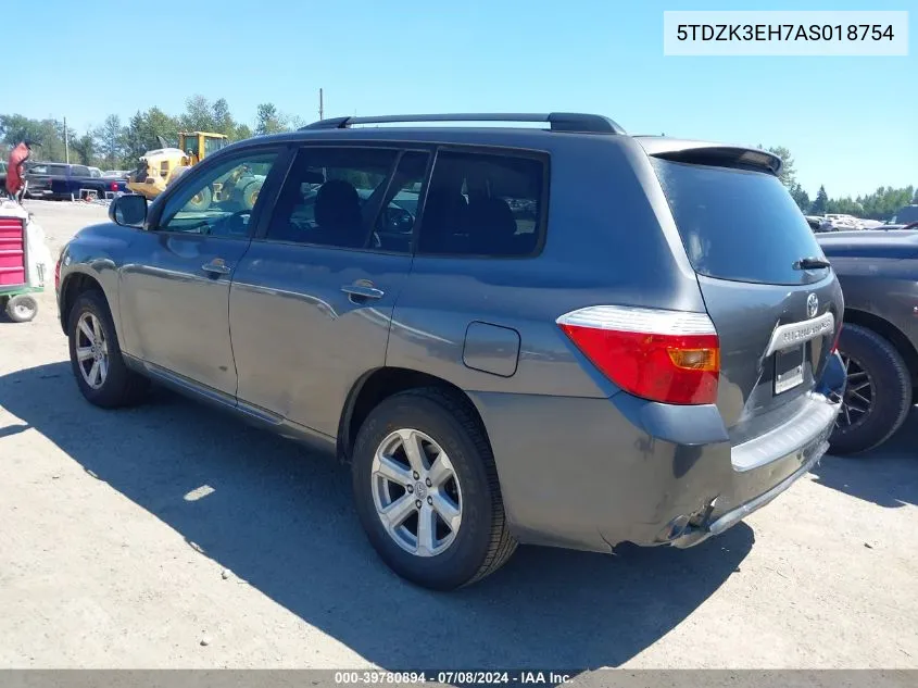 2010 Toyota Highlander Base V6 VIN: 5TDZK3EH7AS018754 Lot: 39780894