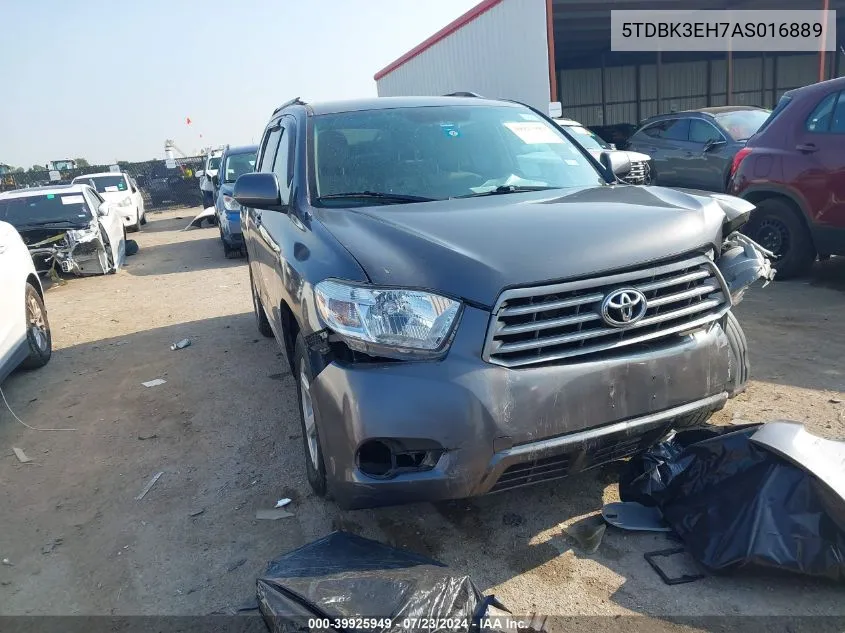 2010 Toyota Highlander Base V6 VIN: 5TDBK3EH7AS016889 Lot: 39925949