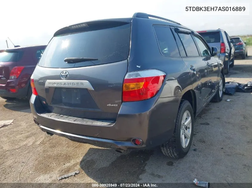 2010 Toyota Highlander Base V6 VIN: 5TDBK3EH7AS016889 Lot: 39925949