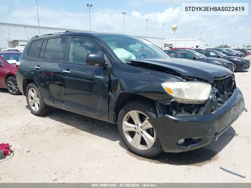 2010 Toyota Highlander Limited V6 VIN: 5TDYK3EH8AS022419 Lot: 39991603