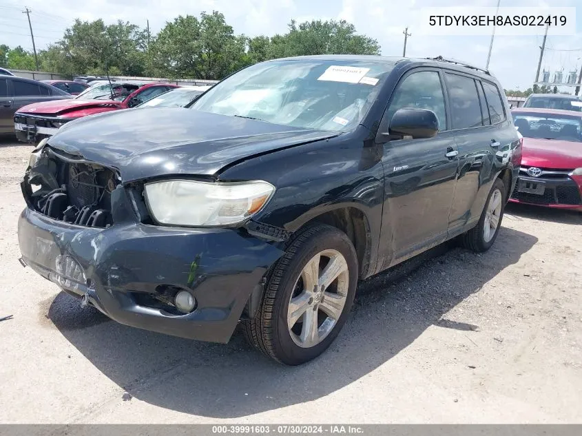 2010 Toyota Highlander Limited V6 VIN: 5TDYK3EH8AS022419 Lot: 39991603