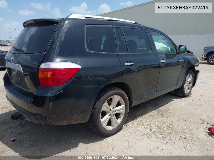 2010 Toyota Highlander Limited V6 VIN: 5TDYK3EH8AS022419 Lot: 39991603