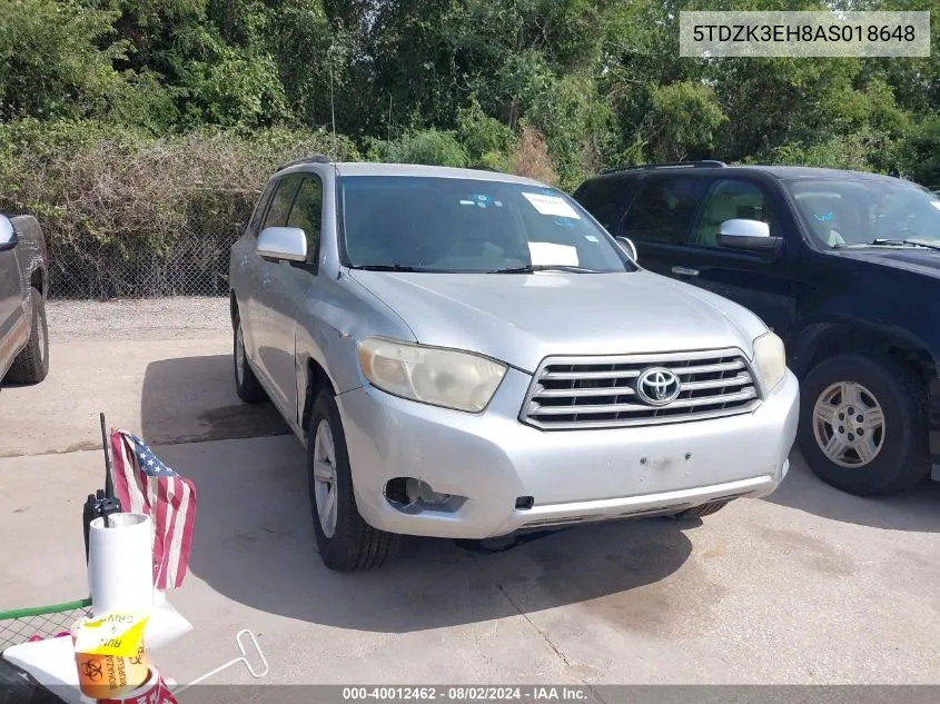 2010 Toyota Highlander Base V6 VIN: 5TDZK3EH8AS018648 Lot: 40012462