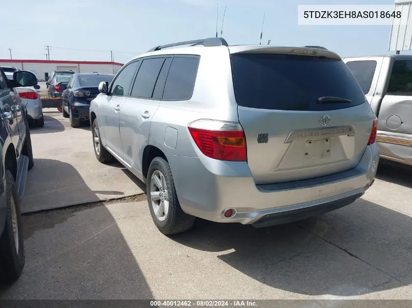 2010 Toyota Highlander Base V6 VIN: 5TDZK3EH8AS018648 Lot: 40012462