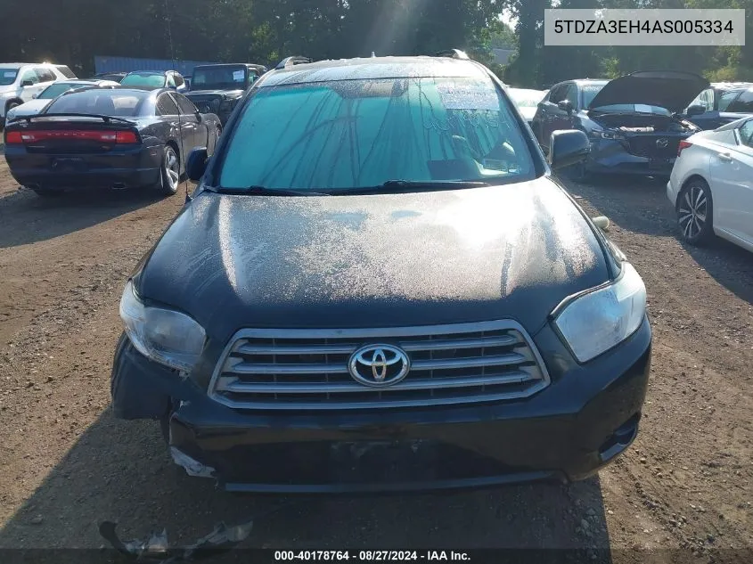 2010 Toyota Highlander VIN: 5TDZA3EH4AS005334 Lot: 40178764