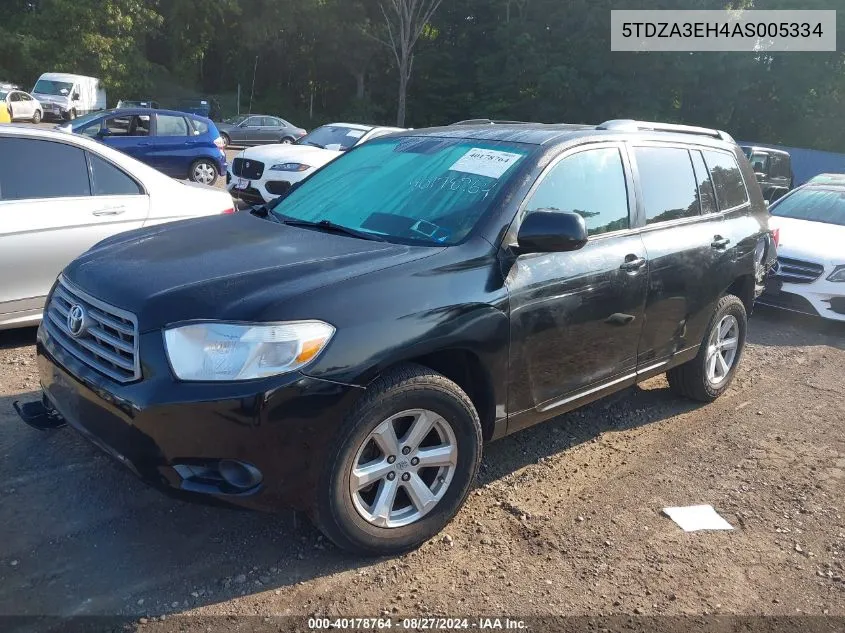 2010 Toyota Highlander VIN: 5TDZA3EH4AS005334 Lot: 40178764