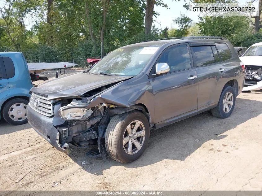 5TDJK3EHXAS036792 2010 Toyota Highlander Se V6