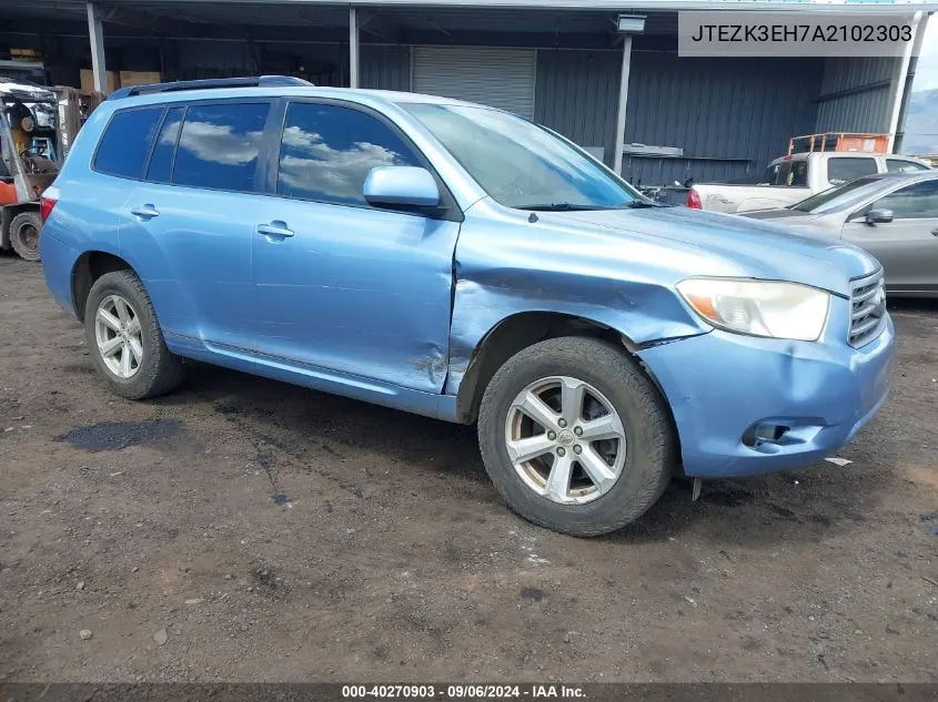 2010 Toyota Highlander Base V6 VIN: JTEZK3EH7A2102303 Lot: 40270903