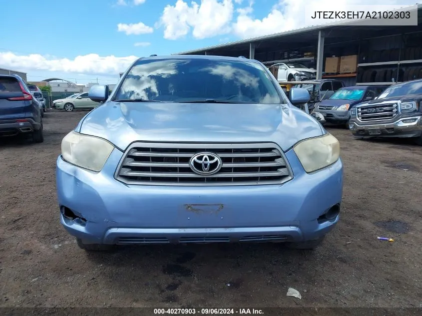 2010 Toyota Highlander Base V6 VIN: JTEZK3EH7A2102303 Lot: 40270903