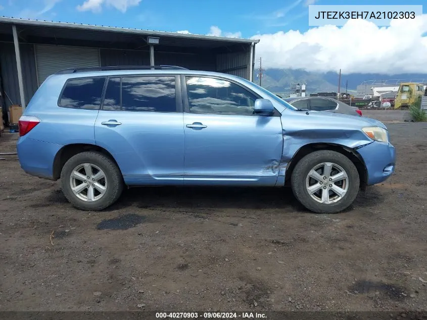 2010 Toyota Highlander Base V6 VIN: JTEZK3EH7A2102303 Lot: 40270903