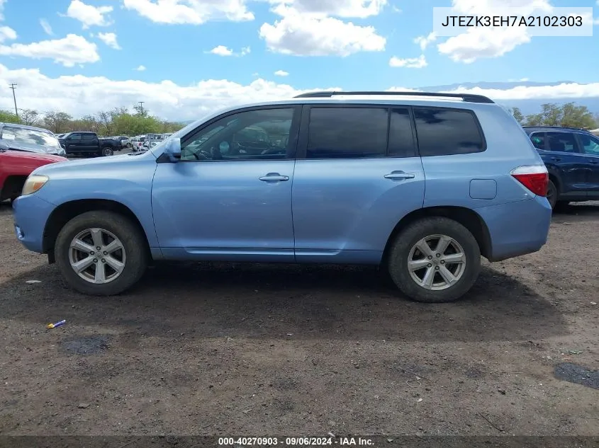 2010 Toyota Highlander Base V6 VIN: JTEZK3EH7A2102303 Lot: 40270903