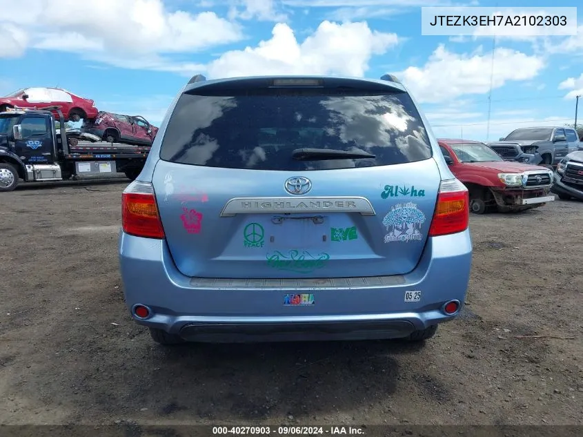 2010 Toyota Highlander Base V6 VIN: JTEZK3EH7A2102303 Lot: 40270903