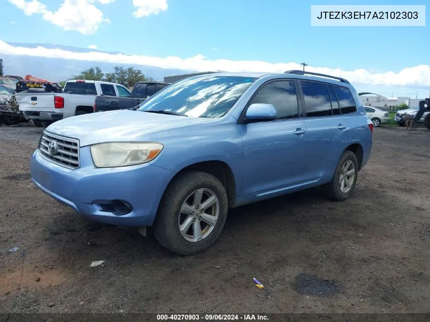 2010 Toyota Highlander Base V6 VIN: JTEZK3EH7A2102303 Lot: 40270903