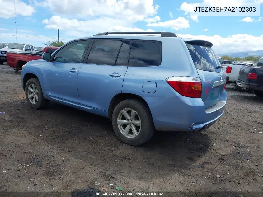 2010 Toyota Highlander Base V6 VIN: JTEZK3EH7A2102303 Lot: 40270903