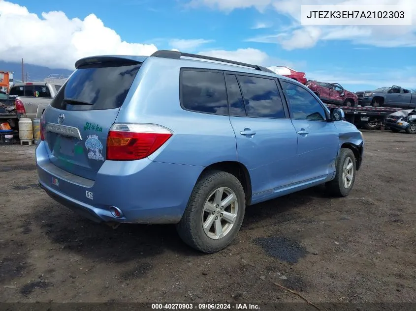 2010 Toyota Highlander Base V6 VIN: JTEZK3EH7A2102303 Lot: 40270903