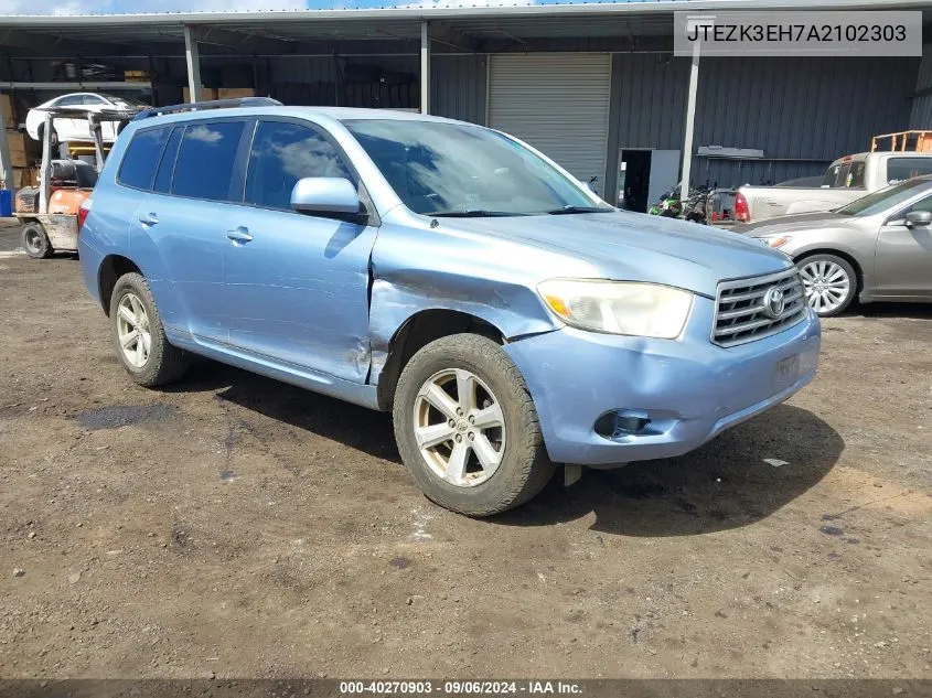 2010 Toyota Highlander Base V6 VIN: JTEZK3EH7A2102303 Lot: 40270903