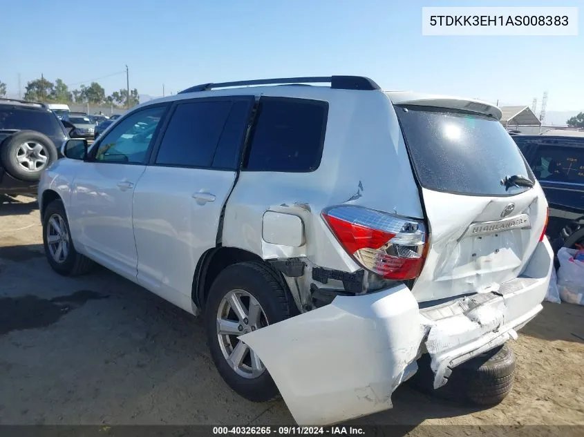 2010 Toyota Highlander Se VIN: 5TDKK3EH1AS008383 Lot: 40326265