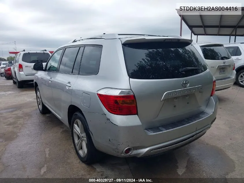 2010 Toyota Highlander Limited V6 VIN: 5TDDK3EH2AS004416 Lot: 40329727