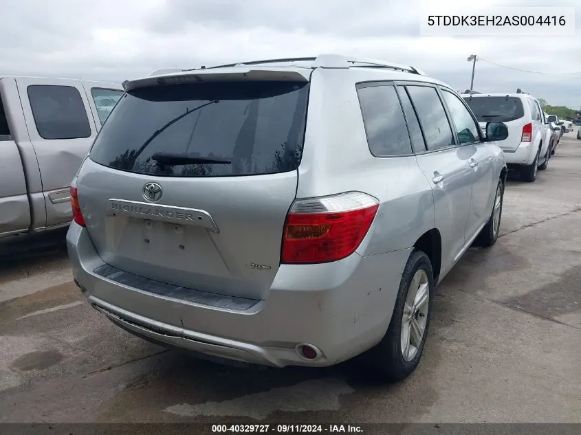 2010 Toyota Highlander Limited V6 VIN: 5TDDK3EH2AS004416 Lot: 40329727