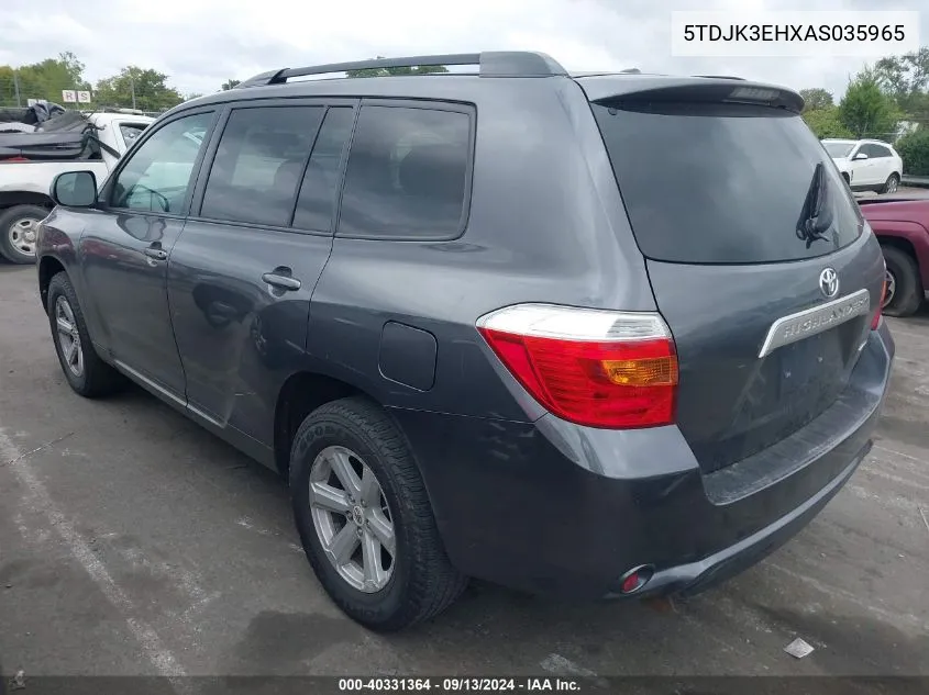 2010 Toyota Highlander Se V6 VIN: 5TDJK3EHXAS035965 Lot: 40331364