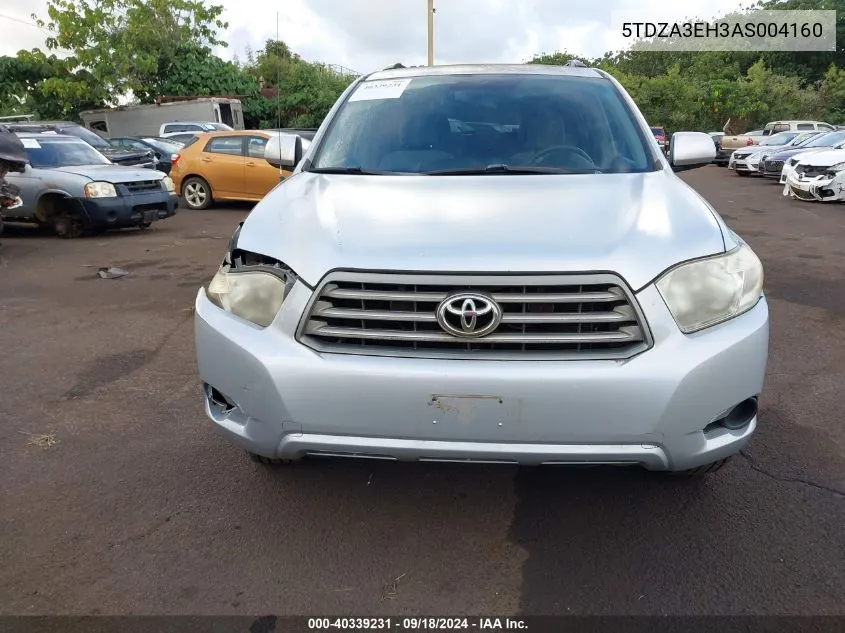 2010 Toyota Highlander VIN: 5TDZA3EH3AS004160 Lot: 40339231