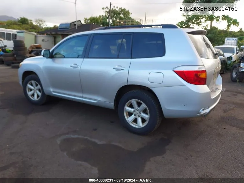 2010 Toyota Highlander VIN: 5TDZA3EH3AS004160 Lot: 40339231