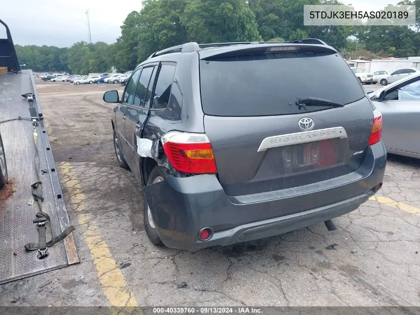 5TDJK3EH5AS020189 2010 Toyota Highlander Se V6