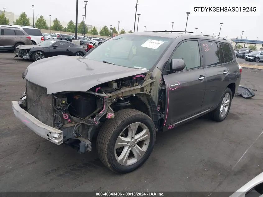 2010 Toyota Highlander Limited VIN: 5TDYK3EH8AS019245 Lot: 40343406