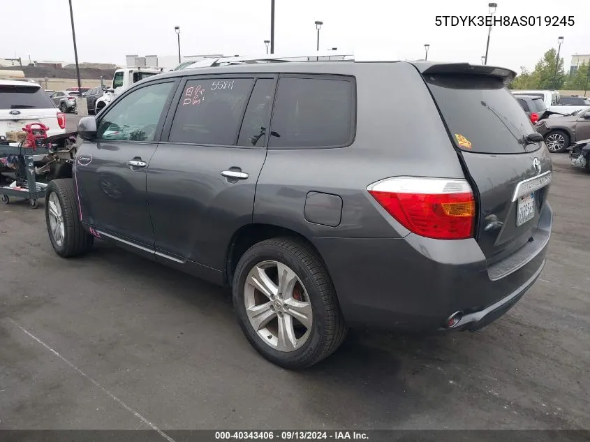 2010 Toyota Highlander Limited VIN: 5TDYK3EH8AS019245 Lot: 40343406